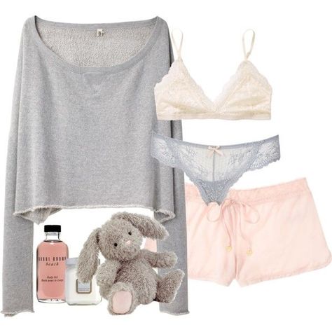 Cozy Girl Night by elise-olivia on Polyvore  - Loungewear - Ideas of Loungewear #Loungewear Comfy Late Night Outfits, Night Time Clothes, Lounge Wear Polyvore, Sleep Aesthetic Outfit, Things To Dream About At Night, Cozy Pjs Aesthetic, Cute Comfy Fits, Bedtime Outfits, Cute Lounge Wear