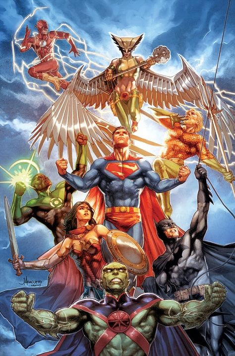 Justice League Artwork, Avengers Vs Justice League, Jay Anacleto, Inhyuk Lee, Xman Marvel, Justice League Art, Justice League Logo, League Art, Justice League Animated