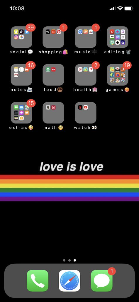 first: find a cute wallpaper second: put things into folders (eg. health, school) name the folders with spaces and emojis third: enjoy it while it lasts