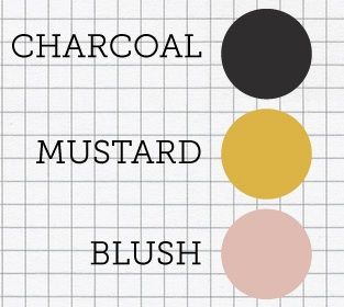 Dusky Pink And Mustard Bedroom, Black White Mustard Bedroom, Mustard Yellow And Black Bedroom, Blush And Mustard Bedroom, Mustard Branding, Pink And Mustard Bedroom, Mustard Color Scheme, Charcoal Color Palette, Blush Bathroom