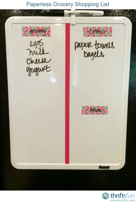 I have always used a little magnetic pad of paper on the fridge for our grocery list. I recently purchased a small magnetic whiteboard and divided it up using Washi paper tape. Organisation, Roomate Ideas Fridge, Roomate Ideas Apartments, Room Mate, Ocd Organization, Organize Kitchen, Street Smarts, Grocery Shopping List, Moving Apartment