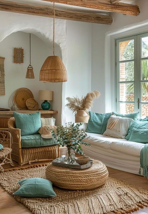 Coastal Decorating On A Budget🌴⚓️🌺 | Hey Coasters! | Facebook Menorca, Beach Boho Apartment, Beach Vibes Living Room, Ibiza Homes Beach Houses, Beach Vibes Home Decor, Minimalist Beach House Decor, Boho Beach Living Room Decor, Beach Aesthetic Interior Design, Boho Beach House Living Room