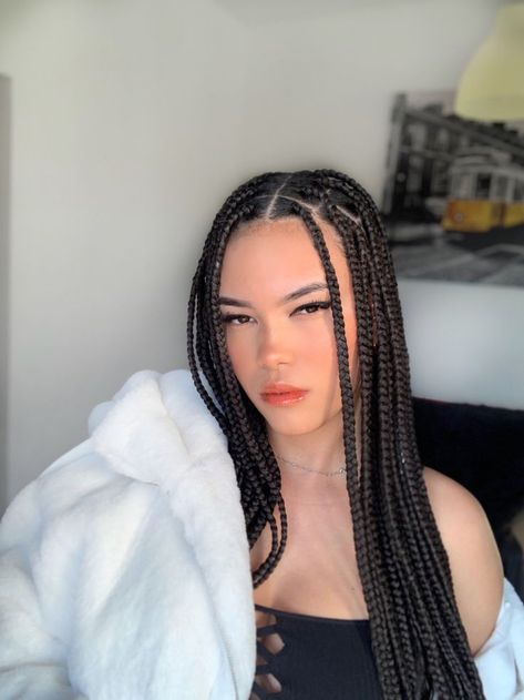 50 Stunning Braids for Black Women: Gallery & Video Showcase | 50 of the Best Braids for Black Women (Gallery & Video) | Aesthetic Braided Hairstyles For Women | Goddess Braids Box Braid On Natural Hair No Extensions, Knottles Box Braids, White Girl Braids Extensions, White Women With Braids, Box Braids Hairstyles White Women, Cornrows Braids For White Women, Box Braids For White Women, Box Braids On White Women, White Girls With Braids