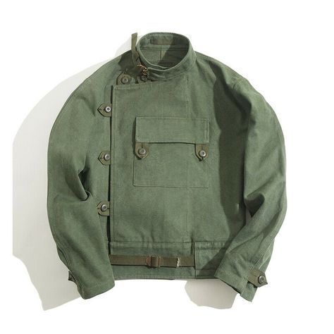 Green Jacket Men, Army Green Coat, Swedish Army, Motorcycle Men, Loose Coats, Retro Jacket, Green Retro, Mens Workwear, Army Green Jacket