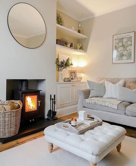 White Front Room Ideas Modern, Cream Victorian Living Room, Cream Sitting Room Ideas, The White Company Living Room, Neutral Cosy Living Room, Small Snug Room Ideas Cozy Nook, White Company Living Room, Neutral Lounge Ideas, White Lounge Ideas