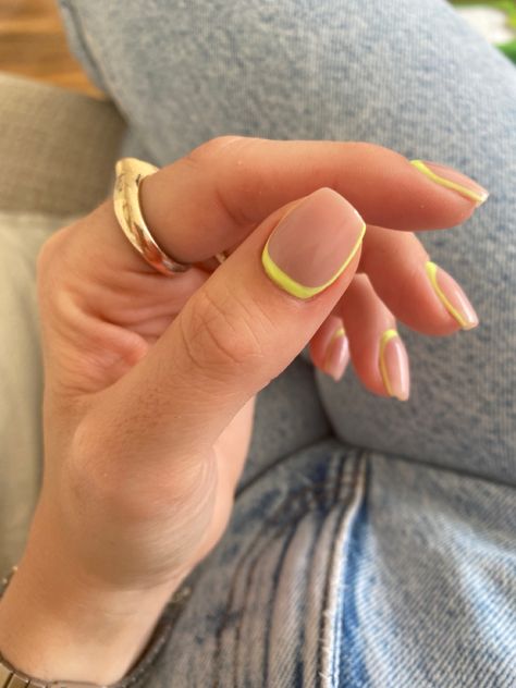 Nude Neon Nails, Nude And Neon Nail Designs, Neon French Manicure, Reverse French Nails, Nail Cuff, Natural Nails Manicure, Nails Neon, Neon Nail Designs, Minimal Nails Art