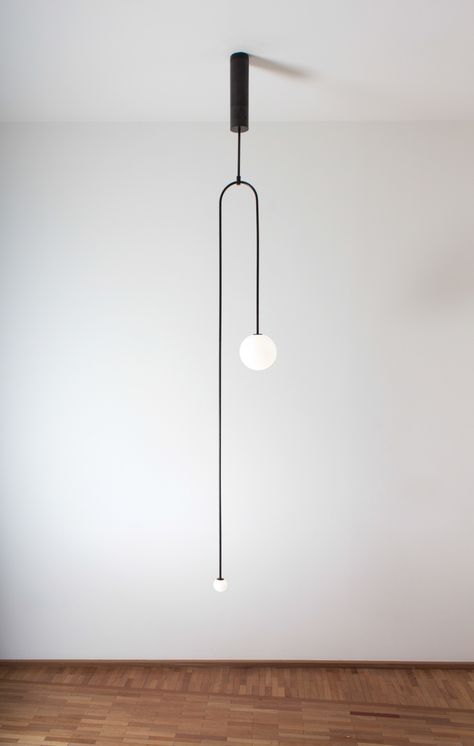 Michael Anastassiades & Christian Woo Exhibition - Design Milk Foyer Globe Chandelier, Blitz Design, Minimalist Dekor, Mobile Chandelier, Vintage Industrial Lighting, Lamp Makeover, Michael Anastassiades, Minimalist Lighting, Lampe Design