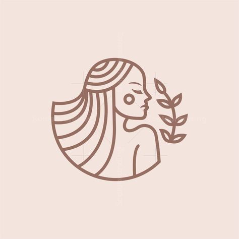 Beauty Nature Woman Logo - #logo #logodesign #elegantlogo Symbol Of Beauty, Logo With Woman, Facial Logo Design, 2024 Aesthetic Logo, Aesthetic Clinic Logo, Curly Hair Logo, Spa Logo Design Ideas, Art Studio Logo Design, Art Logo Creative