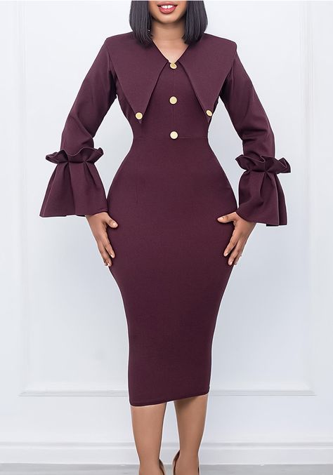 Item NO.: AT_D3219Price: US$ 10.30Category: Dresses > Office DressesColor: Burgundy, White, Royal Blue, BlackSize: S, M, L, XL, 2XL, 3XLDescription: PolyesterDetail: This Women's Fashion Chic Career Long Sleeve African Dress Design Made Of High End Polyster And Spandex Material, It Has Enough Stretch, Wearing Comfortable And Make You Good Emotion All The Day. The Office Wear For Ladies Is a Perfect Look For Attend Meetings, Meet Important Customers, Go To Work Daily. When You Need Wholesal... Ladies Gowns Dresses, Church Wears For Ladies, African Office Wear, Office Wear Dresses For Women, Office Dress Style Work Wear, Office Dresses For Ladies, Office Wear For Ladies, Ladies Office Wear, Best Work Dresses