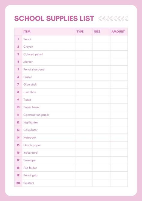 Pink School Supplies List for Teachers 5th Grade School Supplies List, All Pink School Supplies, Pink School Supplies, Middle School Aesthetic, School Supplies Pink, Teacher Documentation, Teacher List, School Backpack Essentials, Teacher Lifestyle