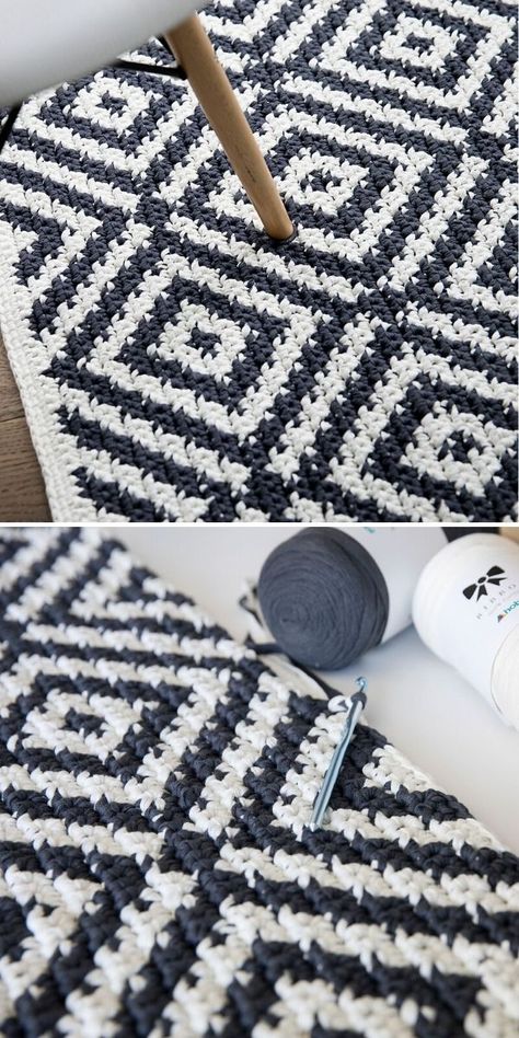 Crochet Classroom Decor Ideas, Crochet Three Color Blanket, Crochet Carpet Pattern Free, Crochet Rug Free Pattern, Crochet Carpet Rug, Free Crochet Rug Patterns, Crochet Rug Patterns Free, Rugs Pattern, Modern Haken