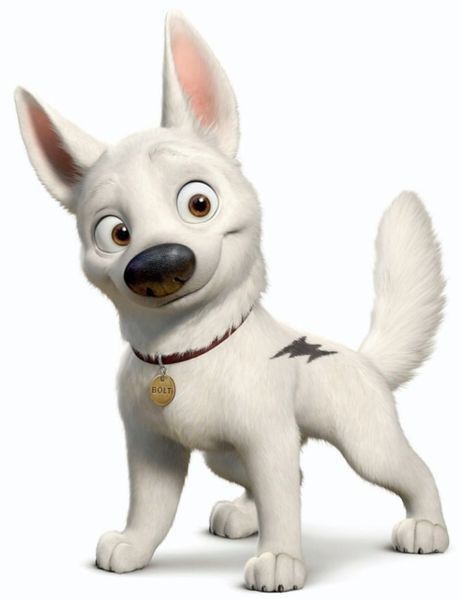 Disney's dog 'Bolt' Bolt Movie, Bolt Characters, Bolt Dog, Bolt Disney, Dog Design Art, Bolt Tattoo, Circus Characters, Animation Disney, Jiminy Cricket