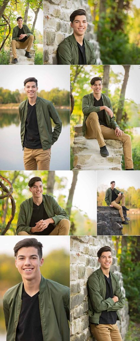 Senior Pictures at Menomonee Park & Hamilton High School || Menomonee Falls, WI Senior Boys, Senior Guys, Senior Photos Guy, Senior Photography Poses, Senior Photo Poses, Senior Picture Ideas, Old Rock, Senior Pictures Boys, Senior Poses