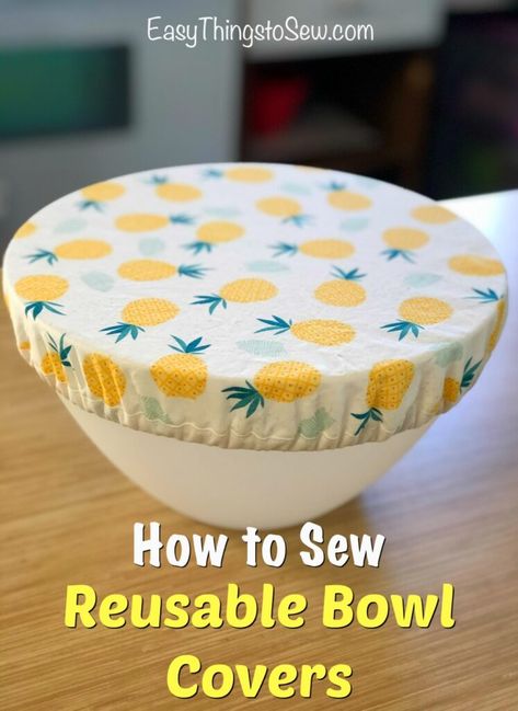 Easy Gift Sewing Projects, Sewing For Kitchen Projects, Easy Things To Sew For Gifts, Sewing Zero Waste, Bowl Covers Fabric, Cloth Bowl Covers How To Make, Things To Make With Fabric Easy, Sewing Gift Ideas Things To Make, Sewing Projects With Knit Fabric