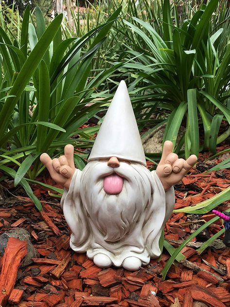 Ceramic Garden Gnomes Ideas, Garden Gnomes Aesthetic, Rocker Gnome, Knomes Garden, Garden Gnome Drawing, Gnome Inspiration, Garden Nomes, Ceramic Gnomes, Cartoon Gnome