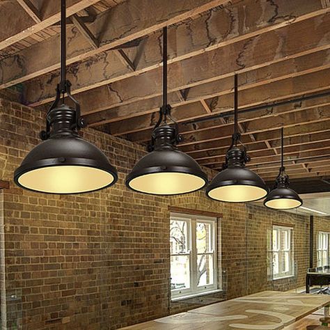 Lampe Industrial, Industrial Led Lighting, Industrial Hanging Lights, Large Pendant Light, Interior Light Fixtures, Modern Restaurant Design, Retro Pendant Lights, Vintage Industrial Lighting, Industrial Ceiling Lights