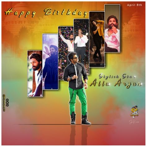 Happy Birthday Allu Arjun Allu Arjun Birthday Images, Allu Arjun Signature Logo, Advance Happy Birthday, Rama Sita, Allu Arjun Hairstyle, Blurred Background Photography, Happy Birthday Video, Most Handsome Actors, Allu Arjun