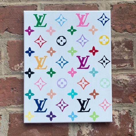 Lucy Gash⚡️ on Instagram: “14x11 Louis Vuitton print painting for @helenjay58 ✨🤩 ♥ ♥ ♥ ♥ ♥ #instgramart #fashionart #louisvuitton #trendyart #dormart #apartmentart…” Louis Vuitton Canvas Art, Channel Painting Canvas, Louis Vuitton Canvas Painting, Lv Canvas Painting, Louis Vuitton Painting Canvas, Brand Painting Ideas, Lv Painting Canvas, Louis Vuitton Painting, Lv Painting