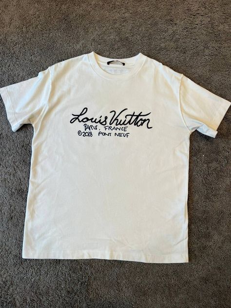 Louis Vuitton Louis Vuitton Script T-shirt | Grailed Lv Tshirt Design, Lv T Shirt Men, Louis Vuitton Streetwear, Louis Vuitton Tshirt, Louis Vuitton Clothes, Mens Fashion Aesthetic, Louis Vuitton Shirts, Lv Shirt, Louis Vuitton T Shirt