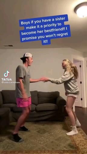 Brother And Sister Best Friends, Brother Sister Handshake, Brother And Sister Handshake, Brother And Sister Tik Tok Videos, Sibling Tik Toks Funny, Funny Things To Send To Your Siblings, Bf And Gf Handshakes, Funny Bestie Tiktoks, Bf And Gf Dancing