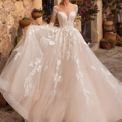 Hey, I found this really awesome Etsy listing at https://www.etsy.com/listing/1038624315/long-sleeve-lace-decal-wedding Formal Wedding Dresses, Wedding Dresses A Line, Fairy Tale Wedding Dress, Cheap Wedding Dresses Online, Wedding Dress Store, Lace Bridal Gown, Formal Dresses For Weddings, Gorgeous Wedding Dress, Elegant Party