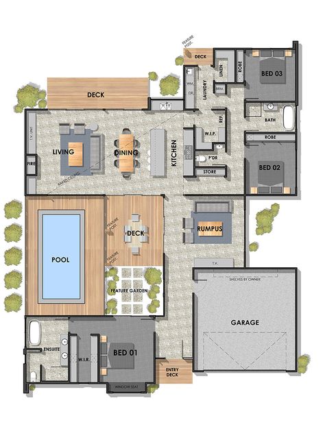 Thirteenth Beach 27.6 Square Single Storey Home - Pivot Homes Home Plan One Floor, Single House Plan, Beach House Layouts Bloxburg, House Layouts Plans, Sims 4 Beach House Layout, Beach Home Layout, Sims Beach House Floor Plans, One Floor House Exterior, Beach House Layouts