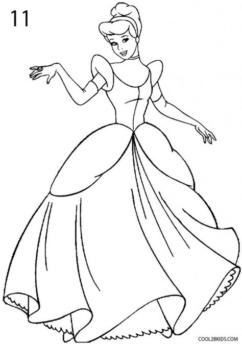 How to Draw Cinderella Step 11 Princes Drawing, Carriage Drawing, How To Draw Cinderella, Draw Cinderella, Disney Princess Sketches, Cinderella Drawing, Draw Outline, Cinderella Coloring Pages, Princess Sketches