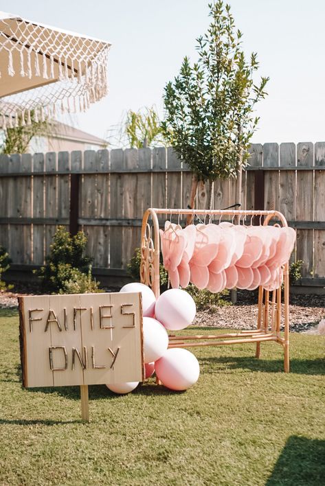 My Fairy First Birthday Photoshoot, Pastel Fairy Party, Enchanted Fairy Birthday Party Ideas, Princess Fairy Party, Fairy Garden Bday Party Ideas, Fairy Birthday Party Decor, French Garden Birthday Party, Fairy First Balloon Arch, 2nd Fairy Birthday