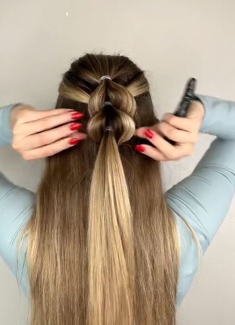 Easy Hairstyles For Long Hair Pulled Back, Hairstyles For Long Hair Pulled Back, Bubble Braid Pull Through, Ponytail Pull Through Braid, Pull Through Braid Ponytail Tutorial, Pull Thru Braid Tutorial, Pull Through Ponytail Braid, Boho Hairstyles For Long Hair Braids, How To Do Pull Through Braid
