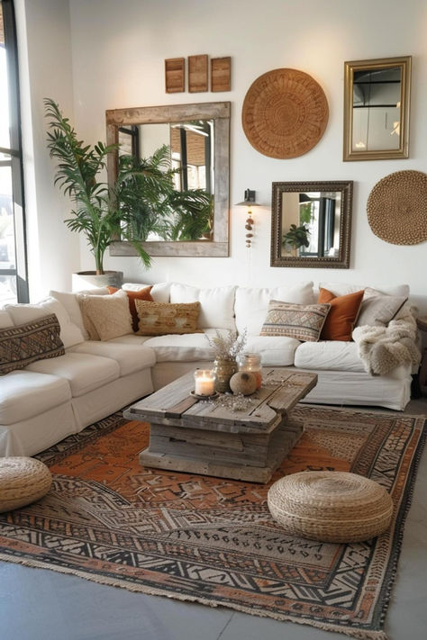 40 Bohemian Living Room Ideas for a Free-Spirited Vibe Ruang Tamu Outdoor, Earthy Living Room, Deco Boheme Chic, Modern Boho Living Room, Bohemian Living Rooms, Beige Living Rooms, Living Room Decor Inspiration, Boho Living Room Decor, Decoracion Living