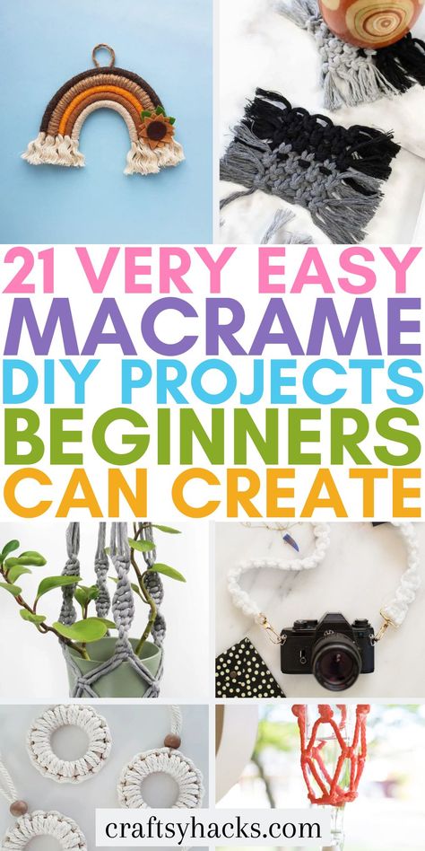 Diy Macrame With Yarn, Macrame Crafts For Beginners, Things To Make Out Of Macrame, Macrame Easy Projects, Easy Macrame Projects Simple, Bonnie Craft Cord Projects, Easy Macrame Projects Diy, Macrame Diy Projects, Small Easy Macrame Projects