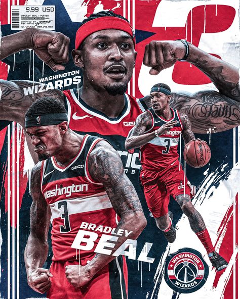 Bradley Beal, Nba Basketball Art, Nba Art, Sports Design Inspiration, Nba Pictures, Sport Poster Design, Nba Wallpapers, Basketball Wallpaper, Basketball Art