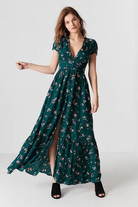 Auguste The Label Plunging Button-Down Maxi Dress #ad #newarrivals #summeroutfit #summervibes #summerstyle #styleinspiration #musthave Spring Outfits, Flowery Dresses, Purple Floral Dress, Look Boho, Summer Maxi Dress, Tea Dress, Looks Vintage, The Label, Dress Skirt