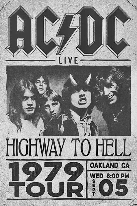 Music Posters, Acdc Poster Vintage, Acdc Poster, Poster Vintage Music, Vintage Music Posters, Highway To Hell, Music Poster Design, Pretty Wallpaper Iphone, Poster Vintage