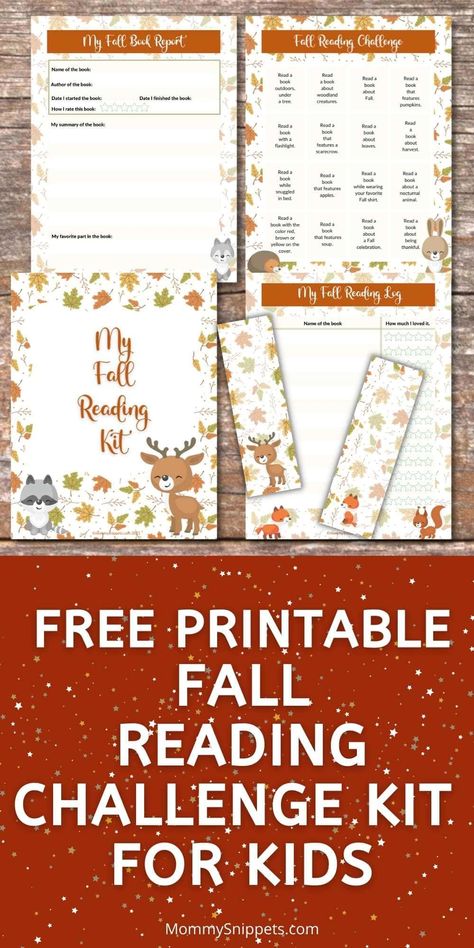 November Reading Challenge, Fall Reading Challenge, Reading Challenge For Kids, Reading Prompts, Fall Bookmarks, November Reading, Reading Bingo, Reading Log Printable, Halloween Reading