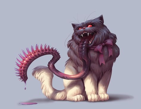 Monster Cat Art, Mimic Creature, Fantasy Cat, Beast Creature, Creature Artwork, Fantasy Beasts, Cute Fantasy Creatures, Creature Drawings, Post Apocalypse