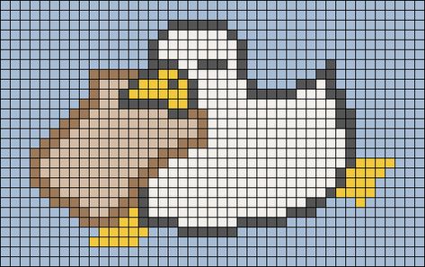 Alpha pattern #122581 | BraceletBook Duck Grid Pattern, Capybara Alpha Pattern, Duck Perler Bead Pattern, Goose Alpha Pattern, Funny Pixel Art Grid, Steven Universe Cross Stitch, Duck Alpha Pattern, Alpha Pattern Animals, Animal Alpha Pattern