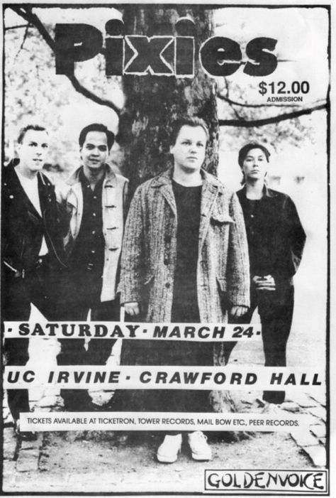 Pixies/Liquid Jesus - UC Irvine Crawford Hall 03/24/1989 Pixies Poster Band, Pixies Aesthetic Band, Pixies Band Poster, Pixies Band Aesthetic, The Pixies Poster, The Pixies Band, Pixies Poster, Pixies Band, Etiquette Vintage