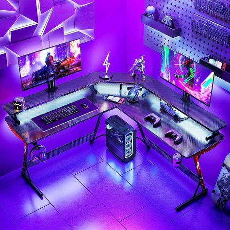 Buy now on amazon! click the link to buy

MOTPK Gaming Desk L Shaped with Led Lights & Power Outlets, L Shaped Gaming Desk with Full-Sized Monitor Shelf, Corner Gaming Desk with Carbon Fiber Texture, Gift for Men & Teen Boys #gaming #aesthetic #gamer #amazon #PC Pc Gaming Setup Corner Desk, L Shaped Gaming Desk Setup, Corner Gaming Setup, Cool Gaming Rooms, Gaming Desk L Shaped, Corner Gaming Desk, L Shaped Gaming Desk, Relaxing Office, Gaming Aesthetic