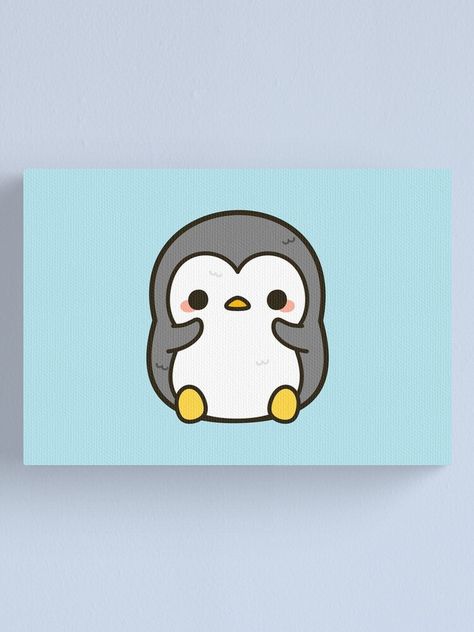 Tela, Kawaii, Cute Penguin Painting Easy, Cute Animal Acrylic Paintings, Penguin Painting On Canvas, Mini Canvas Art Animals, Simple But Cute Painting Ideas, Kawaii Paintings On Canvas Easy, Penguin Painting Acrylic Easy