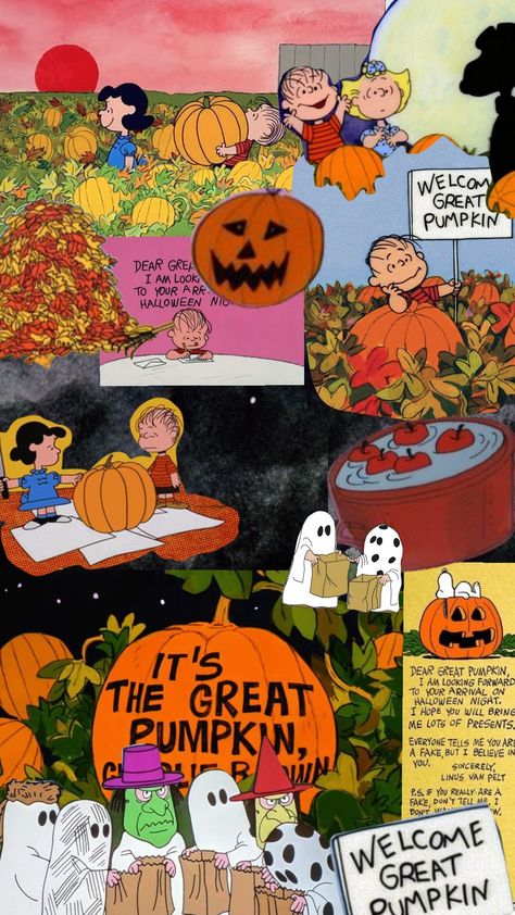 it's the great pumpkin charlie brown #charliebrown #peanuts #shulz #itsthegreatpumpkincharliebrown #thegreatpumpkin #halloween #halloweenaesthetic #snoopy Fall Aesthetic Wallpaper Iphone Charlie Brown, Autumn Iphone Lockscreen, The Peanuts Aesthetic, Snoopy Fall Wallpaper Ipad, It’s The Great Pumpkin Charlie Brown Wallpaper, Snoopy Fall Autumn Wallpaper, Halloween Backgrounds Collage, Classic Halloween Wallpaper, Snoopy Halloween Party