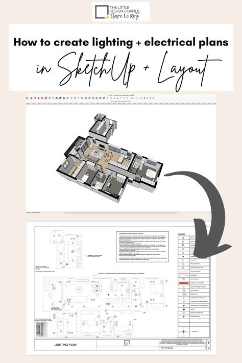 Interior Design Step By Step, Interior Design Steps, Electrical Plan Layout, Sketch Up Interior Design, Sketchup Interior Design, Sketchup Layout, Interior Presentation, Interior Design Student, Architecture Drawing Plan