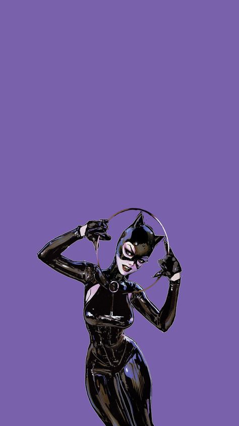 Purple Catwoman iphone wallpaper Cat Woman Wallpaper Iphone, Cat Woman Wallpaper, Purple Catwoman, Catwoman Wallpaper, Catwoman Pfp, Selina Kyle Catwoman, Selena Kyle, Dj Cat, Catwoman Cosplay