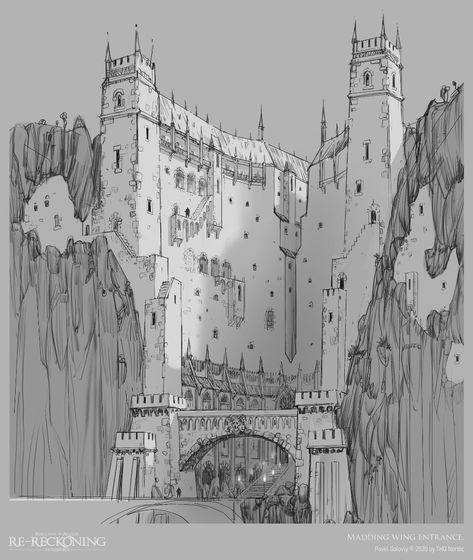 Kingdoms Of Amalur, 3d Karakter, Bangunan Minecraft, Concept Sketches, Fantasy World Map, Building Concept, Architecture Drawing Art, Castle Designs, Fantasy Castle