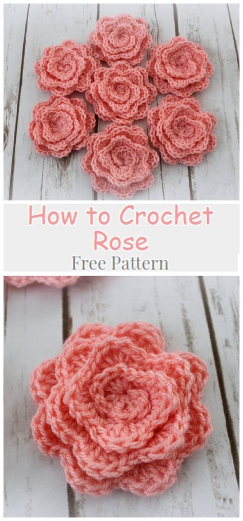 Amigurumi Patterns, Free Crocheted Flower Patterns, How To Make A Crochet Flower, Crochet Roses Free Pattern Simple, Printable Crochet Patterns Free, Crochet Rose Pattern Free, Crochet Roses Free Pattern, Diy Crochet Rose, Crochet Flowers Pattern