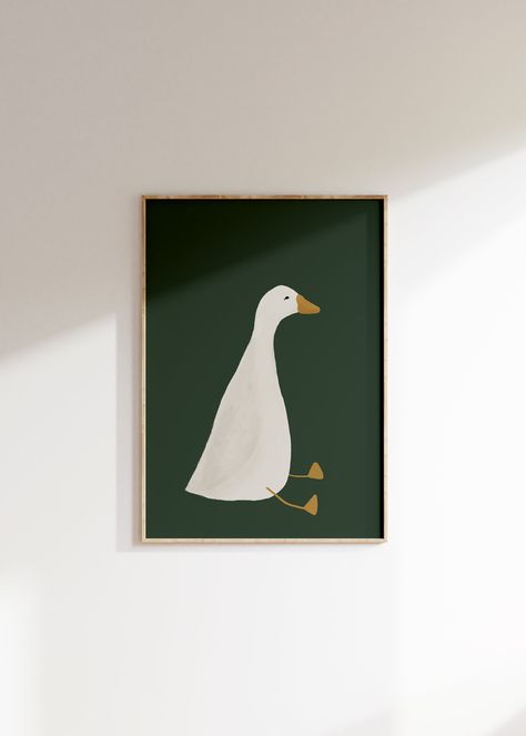 Silly Goose Wall Art, Cute Goose Poster, Dark Green Boy Nursery Decor, Farm Animal Printable, Kid's Room Illustration, Goose Children's Room - Etsy