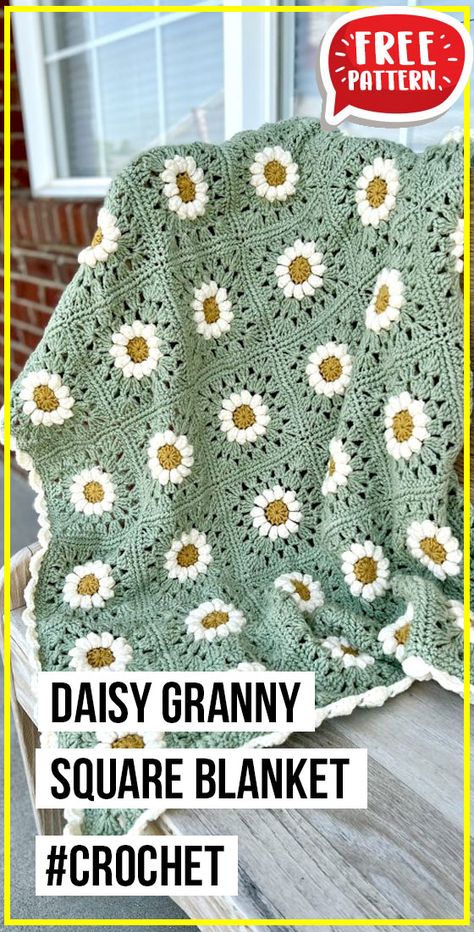 Crochet Flower Granny Square Pattern, Beau Crochet, Granny Square Haken, Crochet Flower Blanket, Crochet Mignon, Granny Square Crochet Patterns Free, Crochet Blanket Pattern Easy, Crochet Patterns Free Beginner