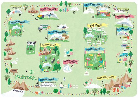 Festival map illustration for Waitrose Summer Festival 2017 by Sara Mulvanny #illustration #map #green #festival #food Biodiversity Conservation, Laminated Fabric, Nursery School, Holiday Stickers, Colorful Candy, Illustrated Map, Water Repellent Fabric, Letter Set, Summer Festival