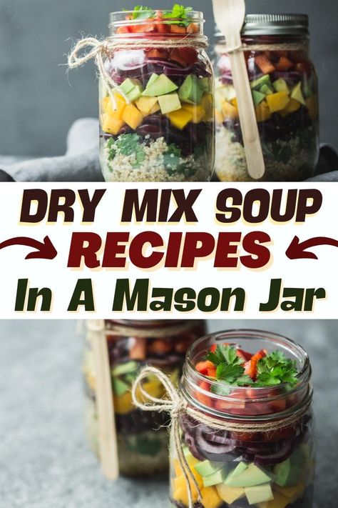 Gift your friends with these dry soup mix recipes in a Mason Jar! From lentil to bean to pasta, these delicious combinations are just too good. Individual Soup In A Jar, Potato Soup In A Jar Recipe, Mason Jar Dry Soup Recipes, Meals In A Jar Recipes Dry, Mason Jar Soup Mix Recipes Just Add Water, Dry Soup Mixes In A Jar, Mason Jar Dry Mix Recipes, Soup In A Jar Recipe Dry Mixes, Mason Jar Soup Recipes