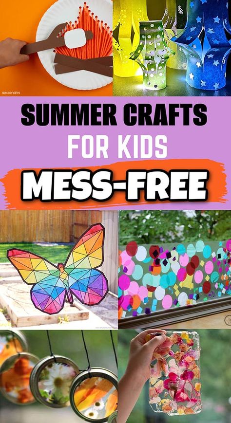 10 Mess-Free Summer Crafts for Preschoolers - Non-Toy Gifts Summer Crafts For Kids Preschool, Toddler Crafts Ideas, Summer Crafts For Preschoolers, Diy Activities For Kids, Easy Summer Crafts For Kids, At Home Crafts For Kids, Craft Ideas For Preschoolers, Easy Summer Crafts, Summer Craft Ideas